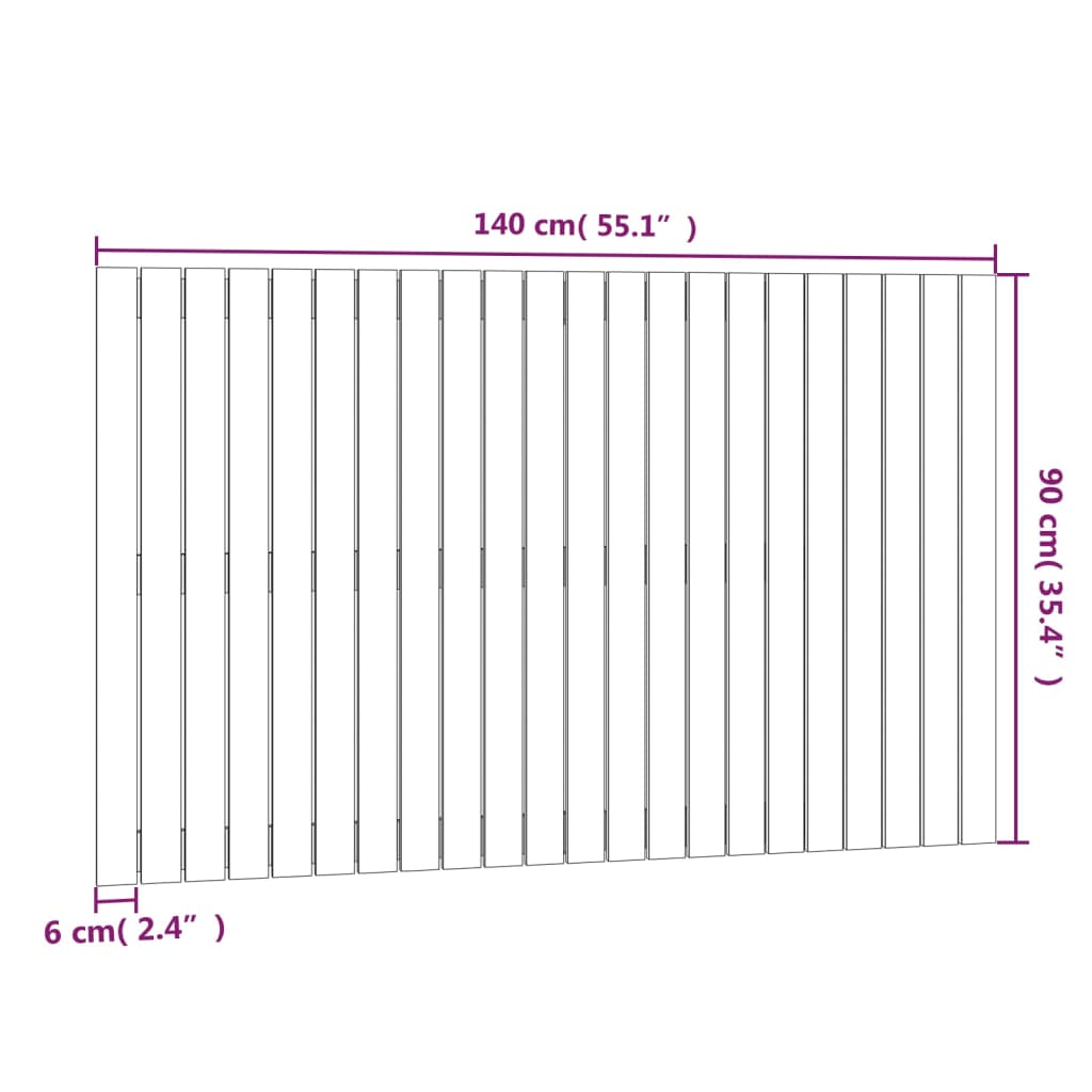 Wandhoofdbord 140x3x90 cm massief grenenhout wit