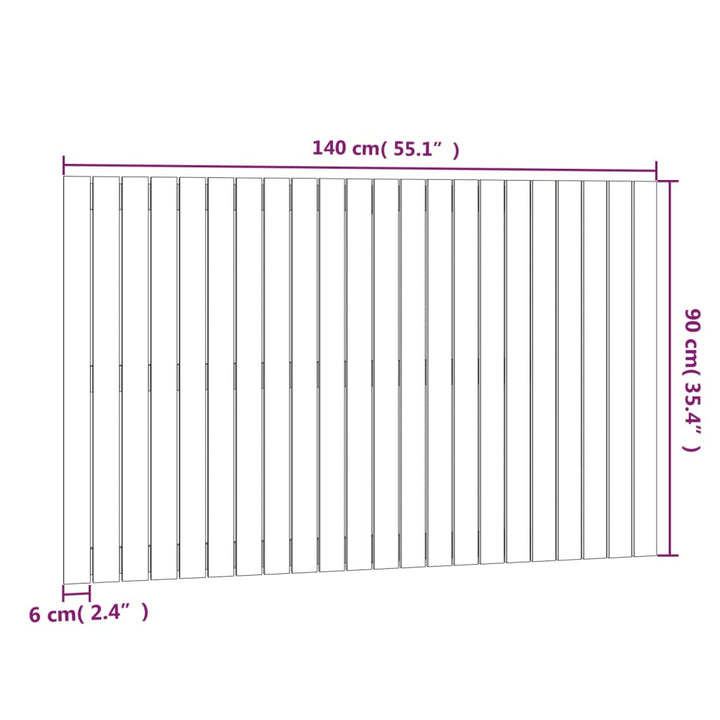 Wandhoofdbord 140x3x90 cm massief grenenhout wit