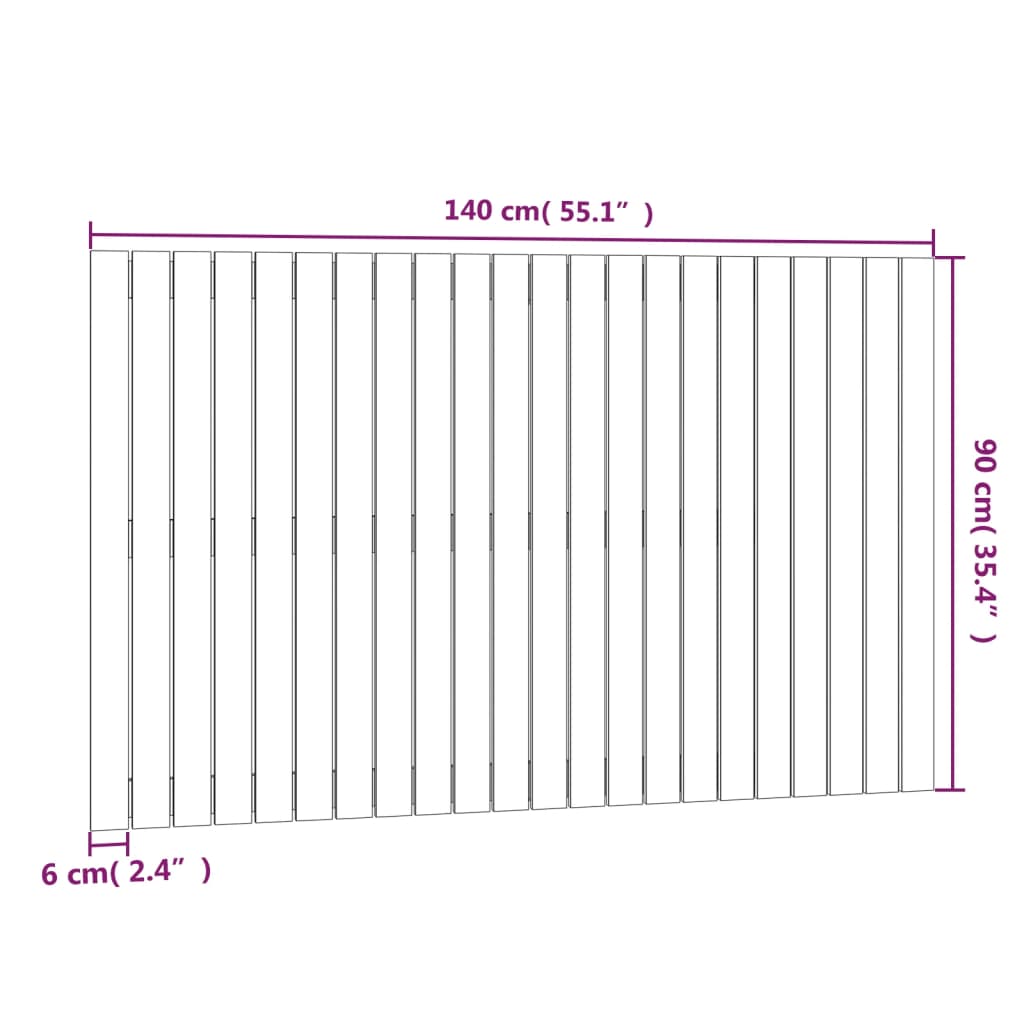 Wandhoofdbord 140x3x90 cm massief grenenhout honingbruin