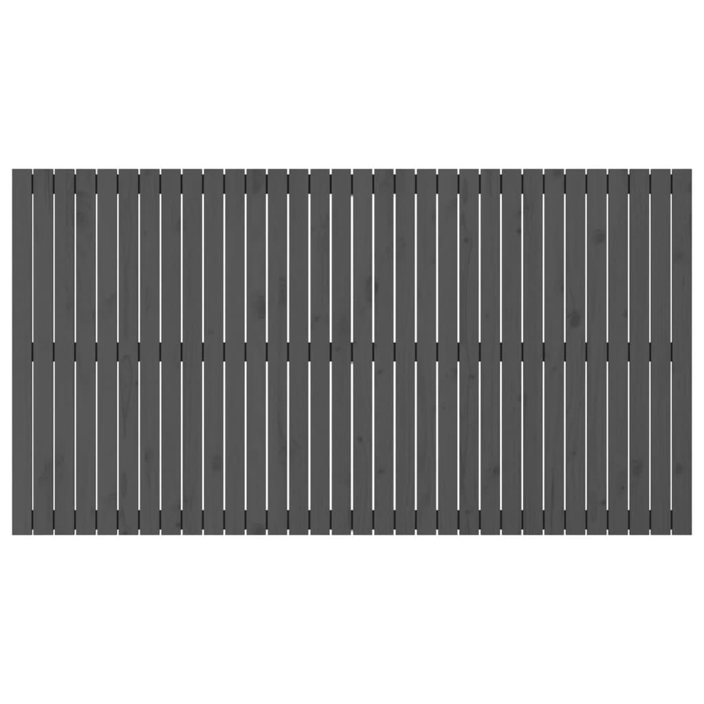 Hoofdbord wandmontage 204x3x110 cm massief grenenhout grijs