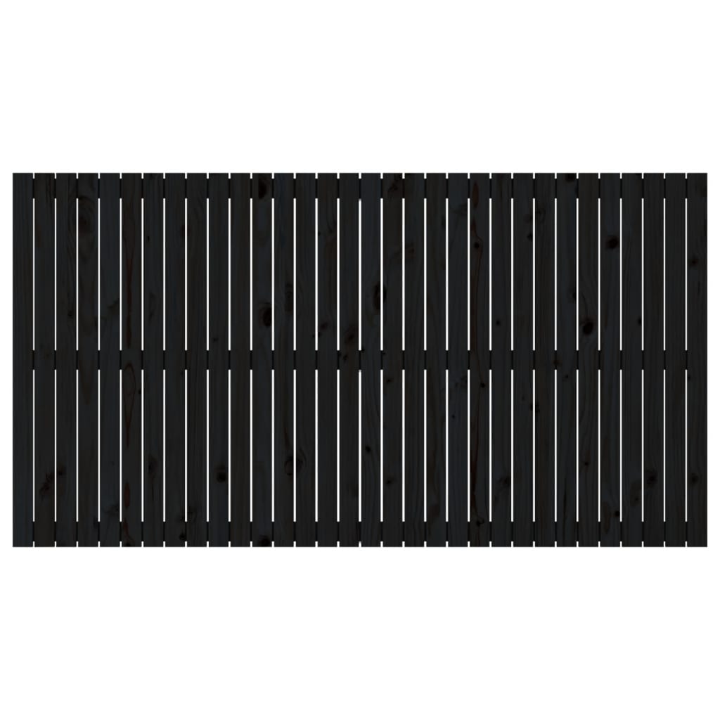 Hoofdbord wandmontage 204x3x110 cm massief grenenhout zwart
