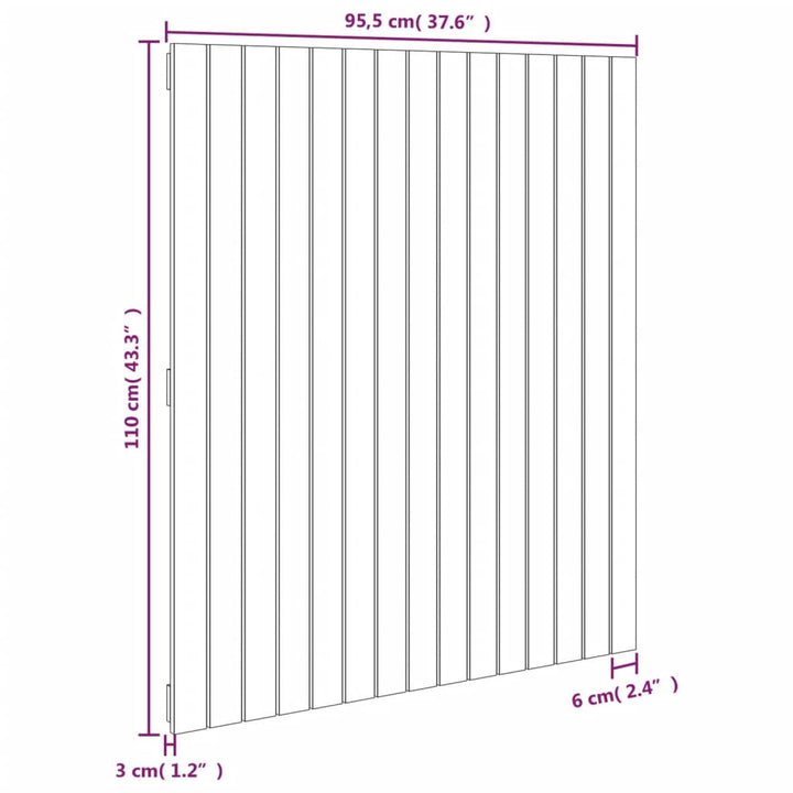 Wandhoofdbord 95,5x3x110 cm massief grenenhout