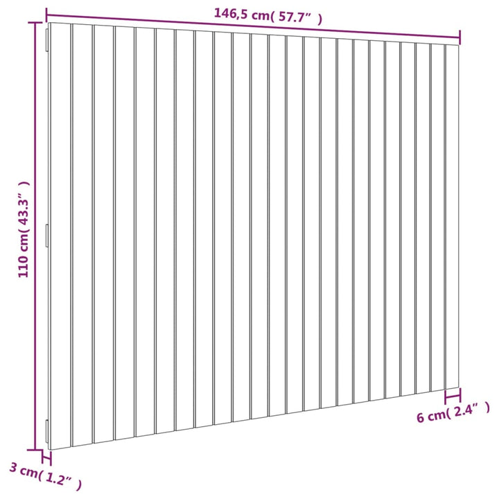 Wandhoofdbord 146,5x3x110 cm massief grenenhout