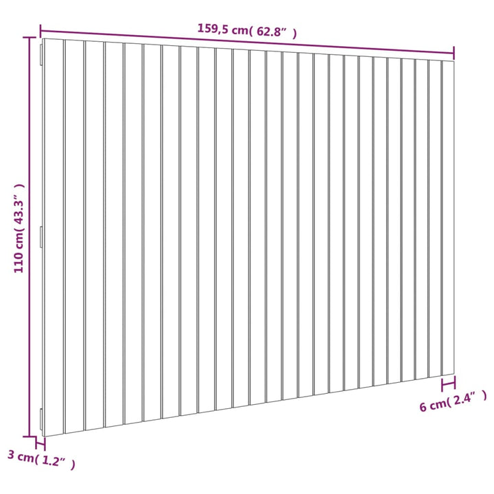 Wandhoofdbord 159,5x3x110 cm massief grenenhout wit