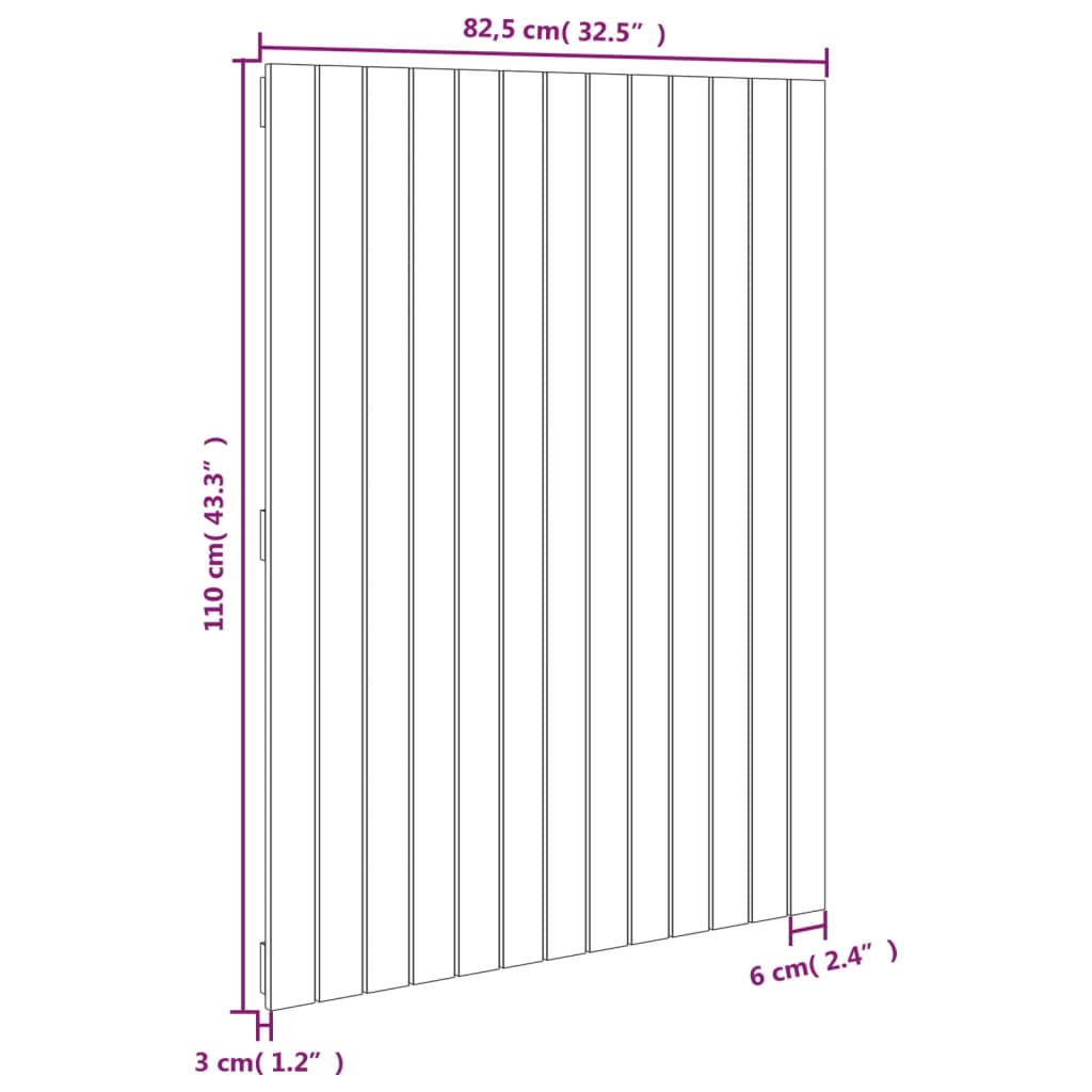 Wandhoofdbord 82,5x3x110 cm massief grenenhout zwart