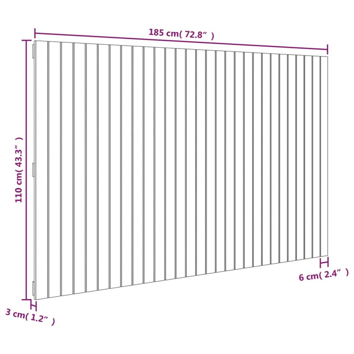 Wandhoofdbord 185x3x110 cm massief grenenhout wit