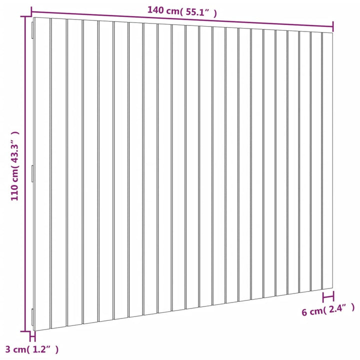 Wandhoofdbord 140x3x110 cm massief grenenhout wit