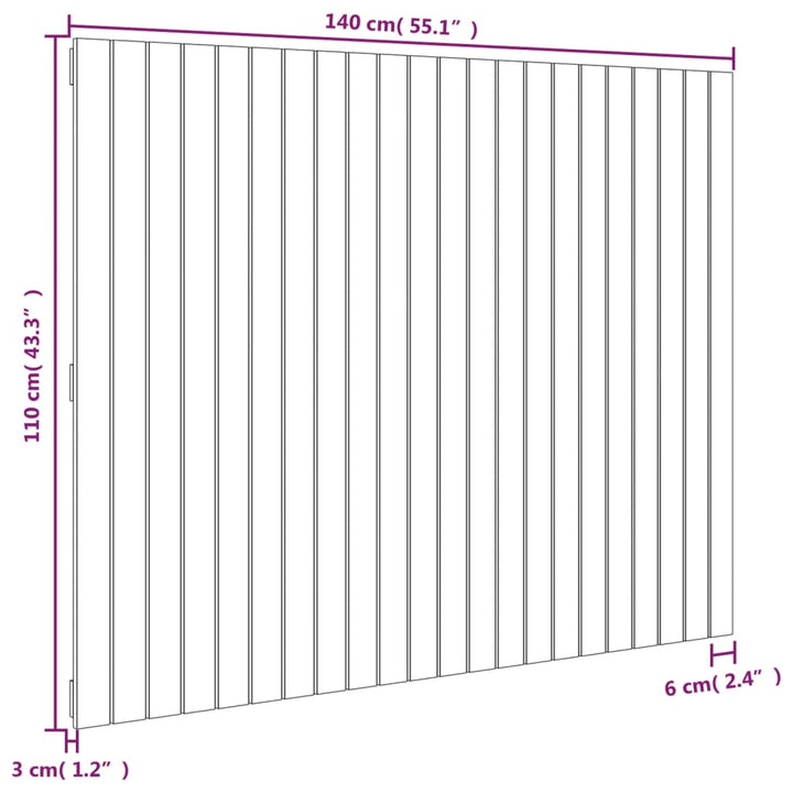 Wandhoofdbord 140x3x110 cm massief grenenhout zwart