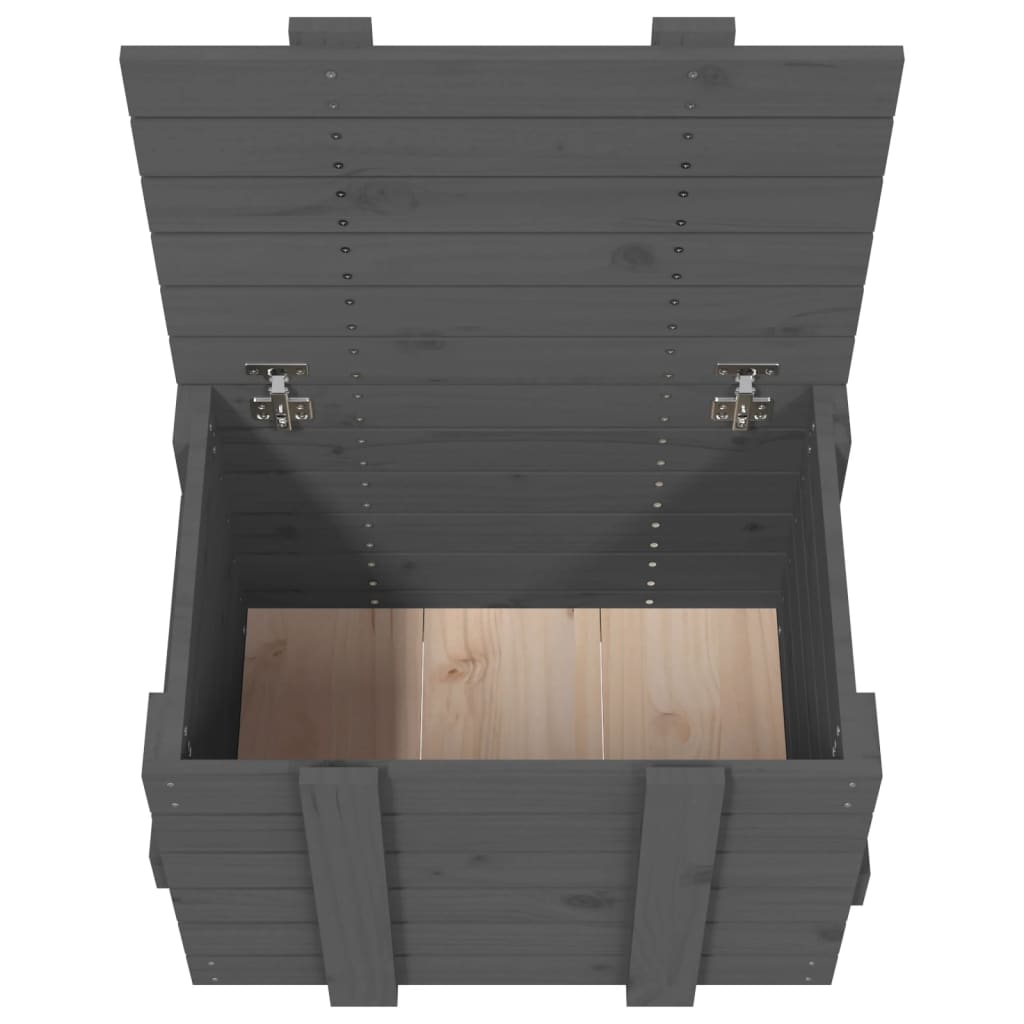 Opbergbox 58x40,5x42 cm massief grenenhout grijs