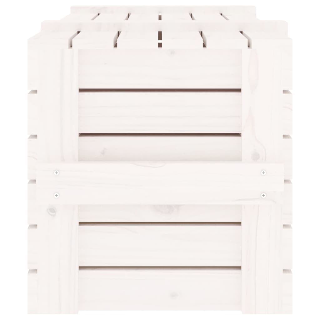 Opbergbox 91x40,5x42 cm massief grenenhout wit