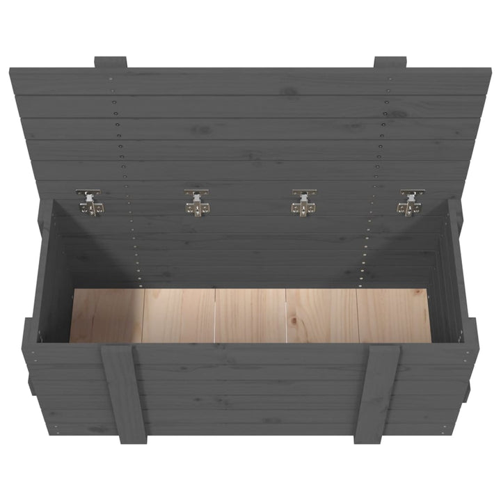 Opbergbox 91x40,5x42 cm massief grenenhout grijs