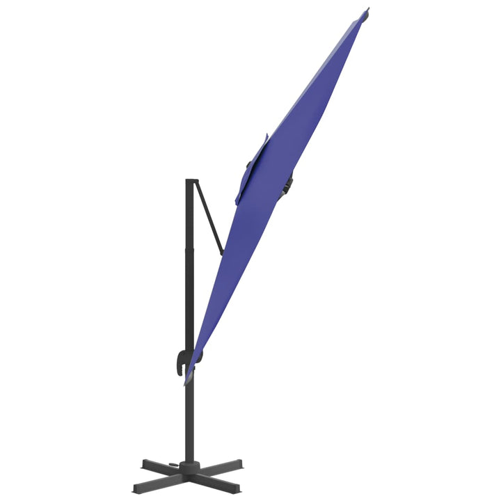 Zweefparasol met LED-verlichting 400x300 cm azuurblauw