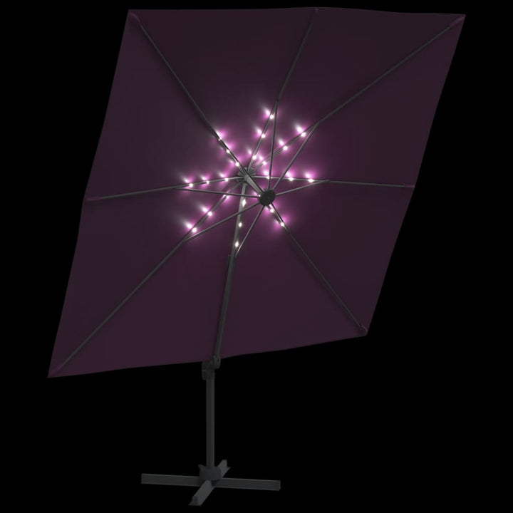 Zweefparasol met LED-verlichting 400x300 cm bordeauxrood