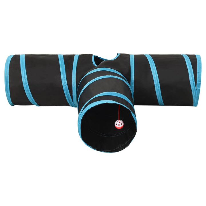 Kattentunnel 3-voudig 90 cm polyester zwart en blauw