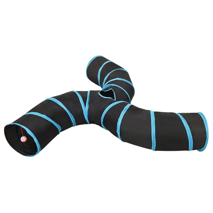 Kattentunnel 3-voudig 25 cm polyester zwart en blauw