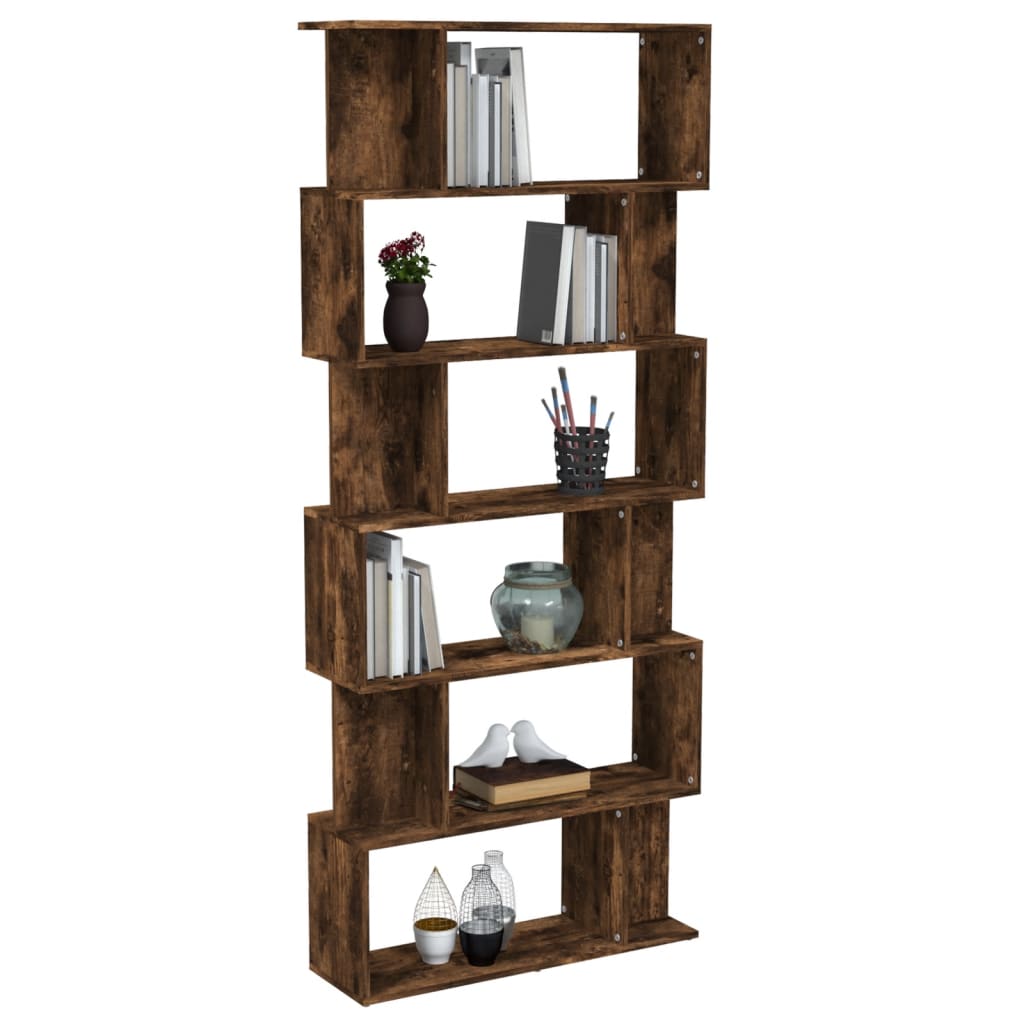 Boekenkast/kamerscherm 80x24x192 cm bewerkt hout gerookt eiken