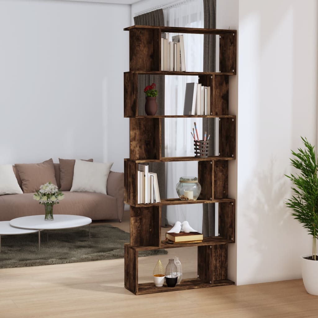 Boekenkast/kamerscherm 80x24x192 cm bewerkt hout gerookt eiken