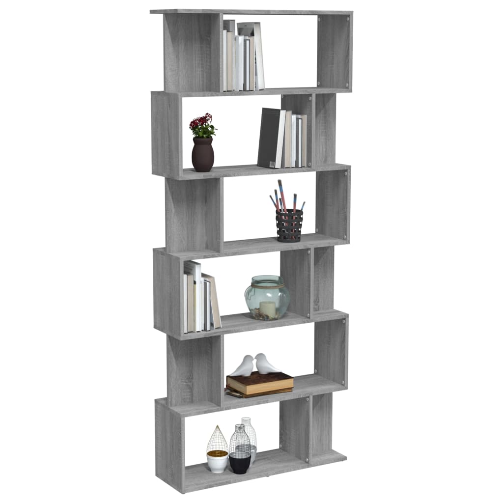 Boekenkast/kamerscherm 80x24x192 cm bewerkt hout grijs sonoma