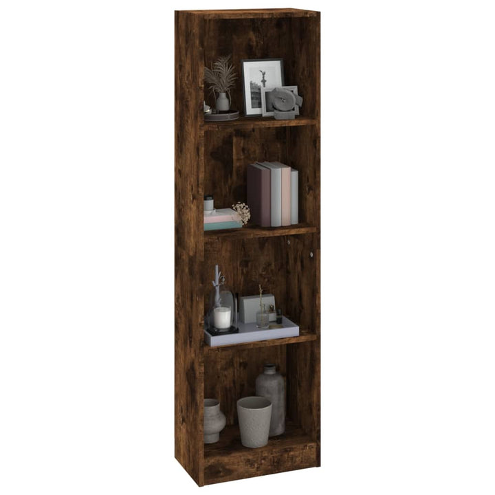 Boekenkast 4-laags 40x24x143 cm bewerkt hout gerookt eikenkleur