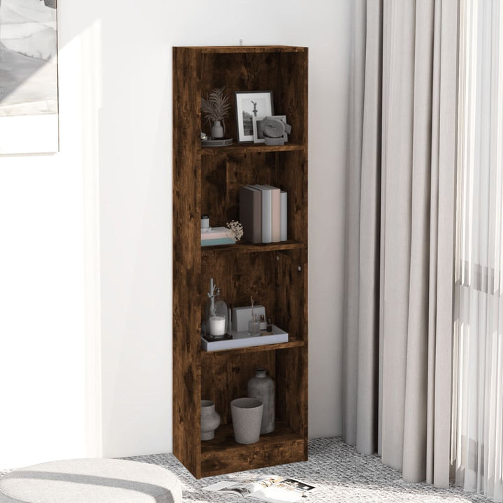 Boekenkast 4-laags 40x24x143 cm bewerkt hout gerookt eikenkleur