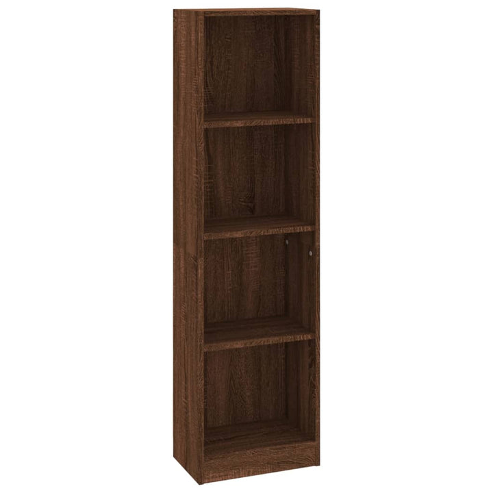 Boekenkast met 4 schappen 40x24x143 cm bewerkt hout bruineiken