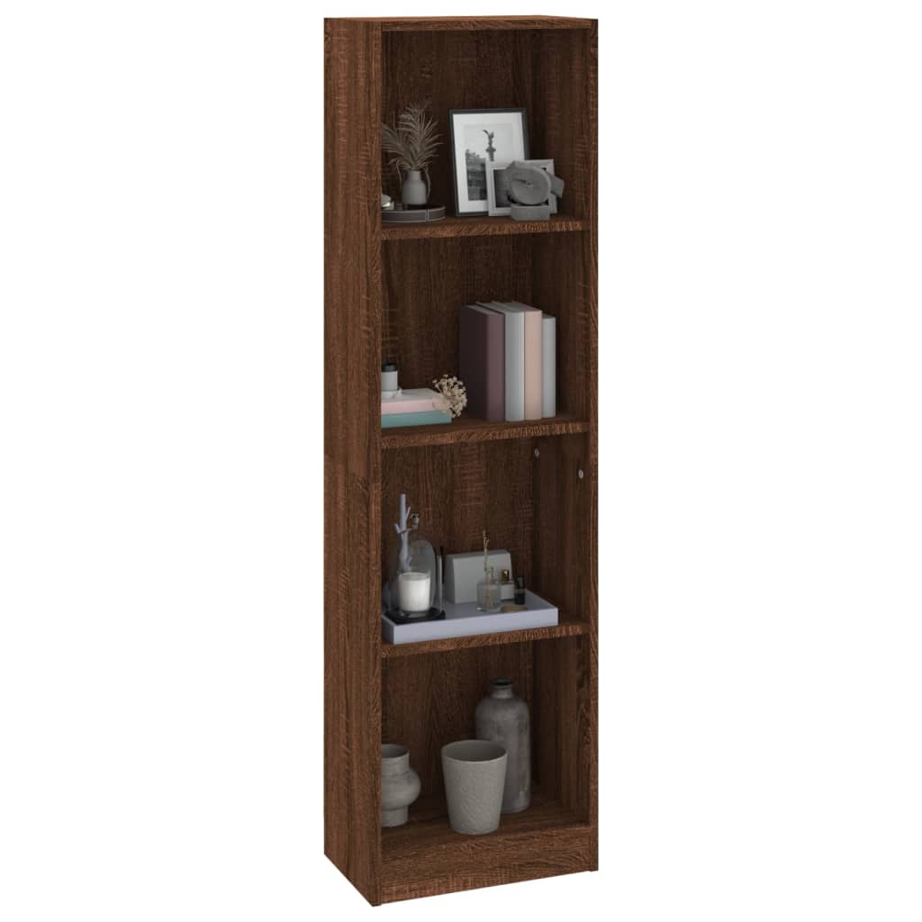 Boekenkast met 4 schappen 40x24x143 cm bewerkt hout bruineiken