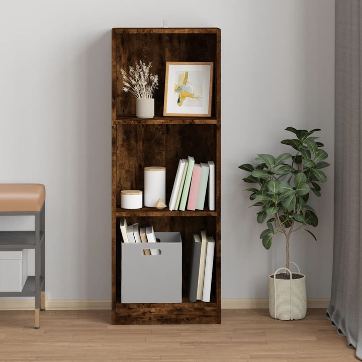 Boekenkast 3-laags 40x24x109 cm bewerkt hout gerookt eikenkleur