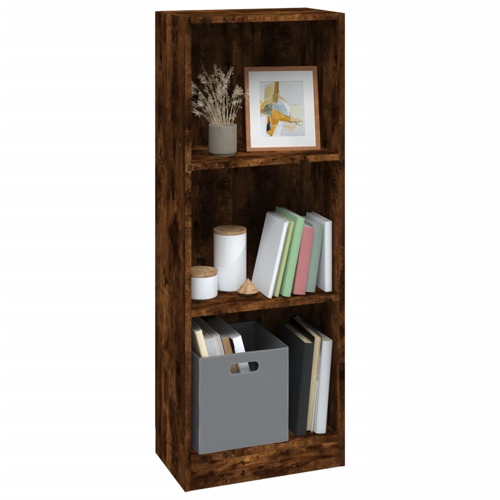 Boekenkast 3-laags 40x24x109 cm bewerkt hout gerookt eikenkleur