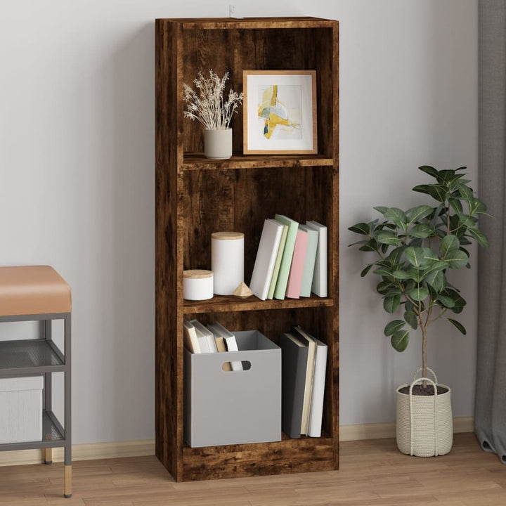 Boekenkast 3-laags 40x24x109 cm bewerkt hout gerookt eikenkleur