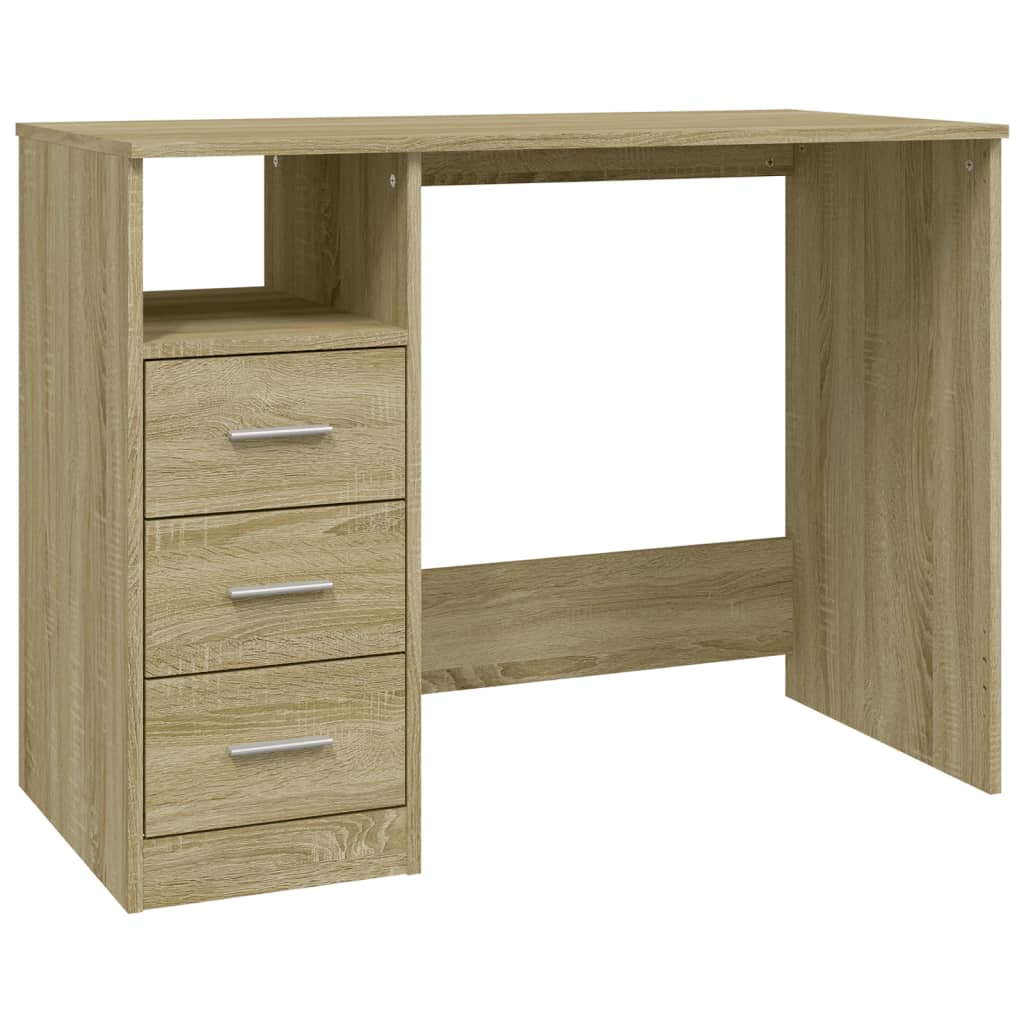 Bureau met lades 102x50x76 cm bewerkt hout sonoma eikenkleurig