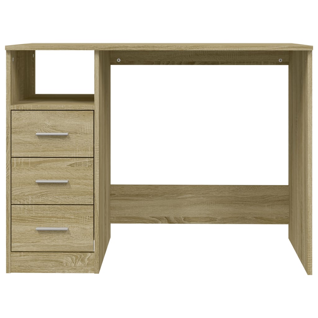 Bureau met lades 102x50x76 cm bewerkt hout sonoma eikenkleurig