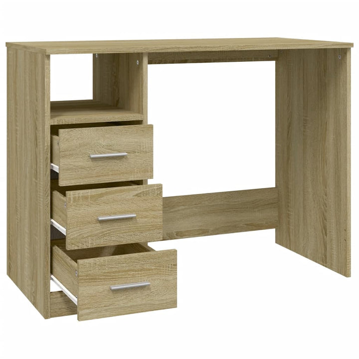 Bureau met lades 102x50x76 cm bewerkt hout sonoma eikenkleurig