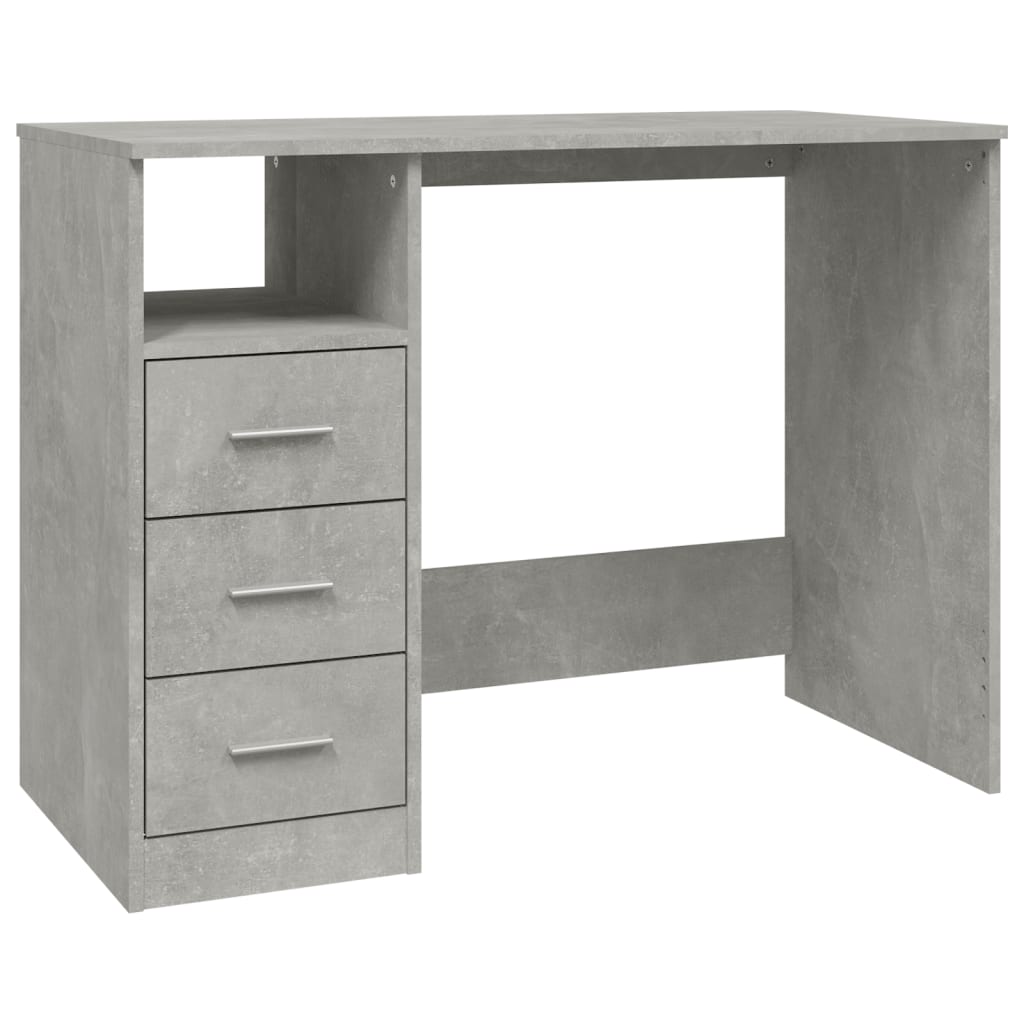 Bureau met lades 102x50x76 cm bewerkt hout betongrijs