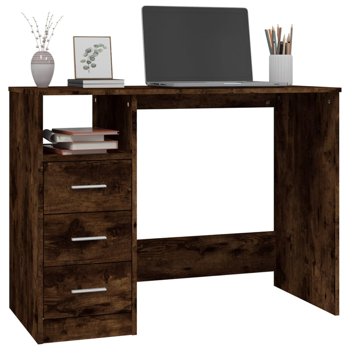 Bureau met lades 102x50x76 cm bewerkt hout gerookt eikenkleurig