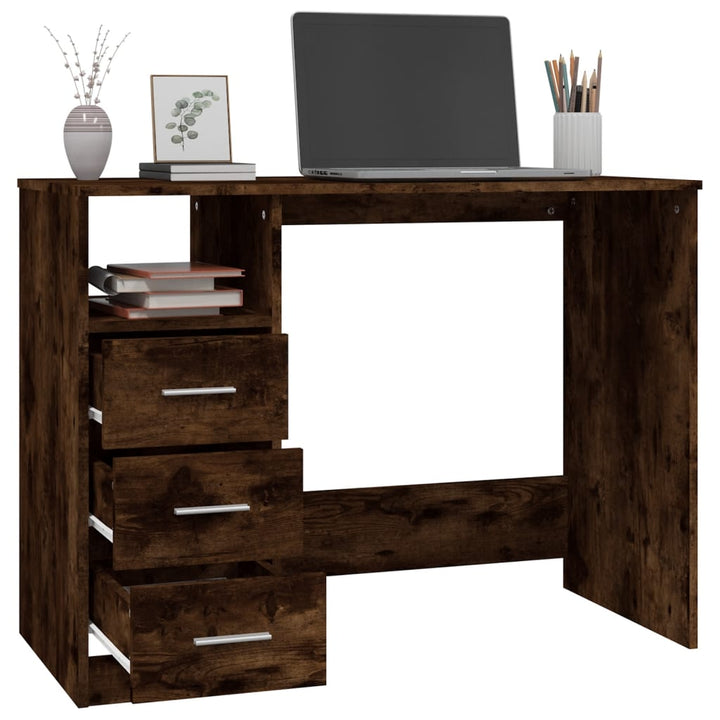 Bureau met lades 102x50x76 cm bewerkt hout gerookt eikenkleurig