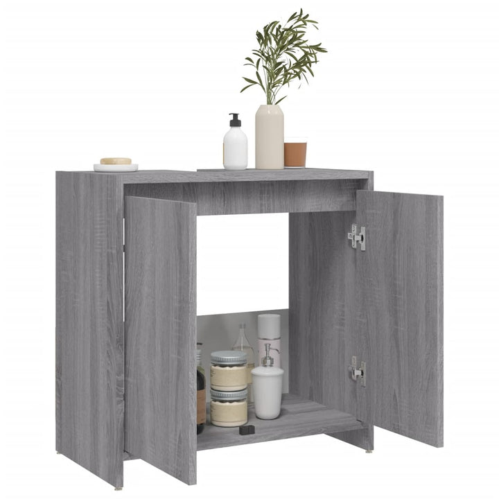 Badkamerkast 60x33x61 cm bewerkt hout grijs sonoma eikenkleurig