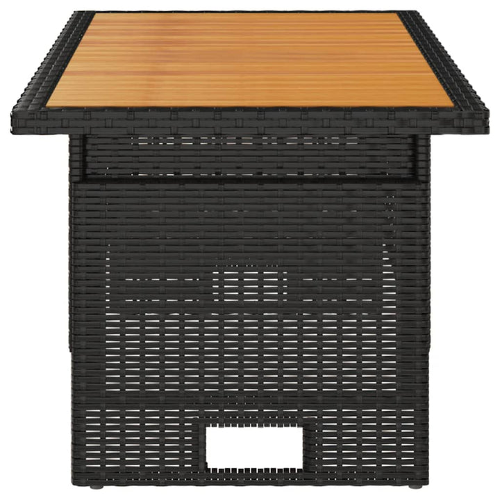 Tuintafel 100x50x43/63 cm acaciahout en poly rattan zwart