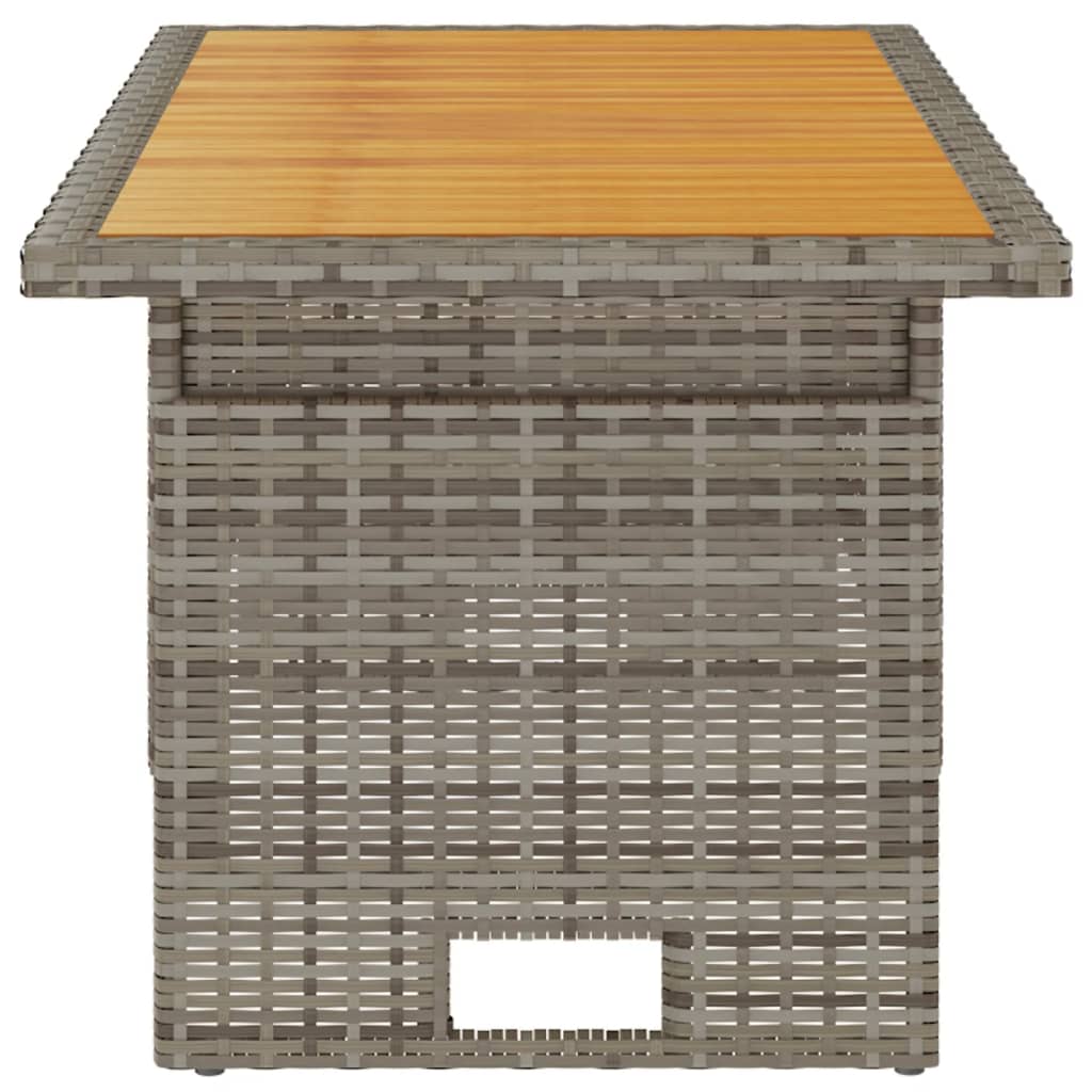 Tuintafel 100x50x43/63 cm acaciahout en poly rattan grijs