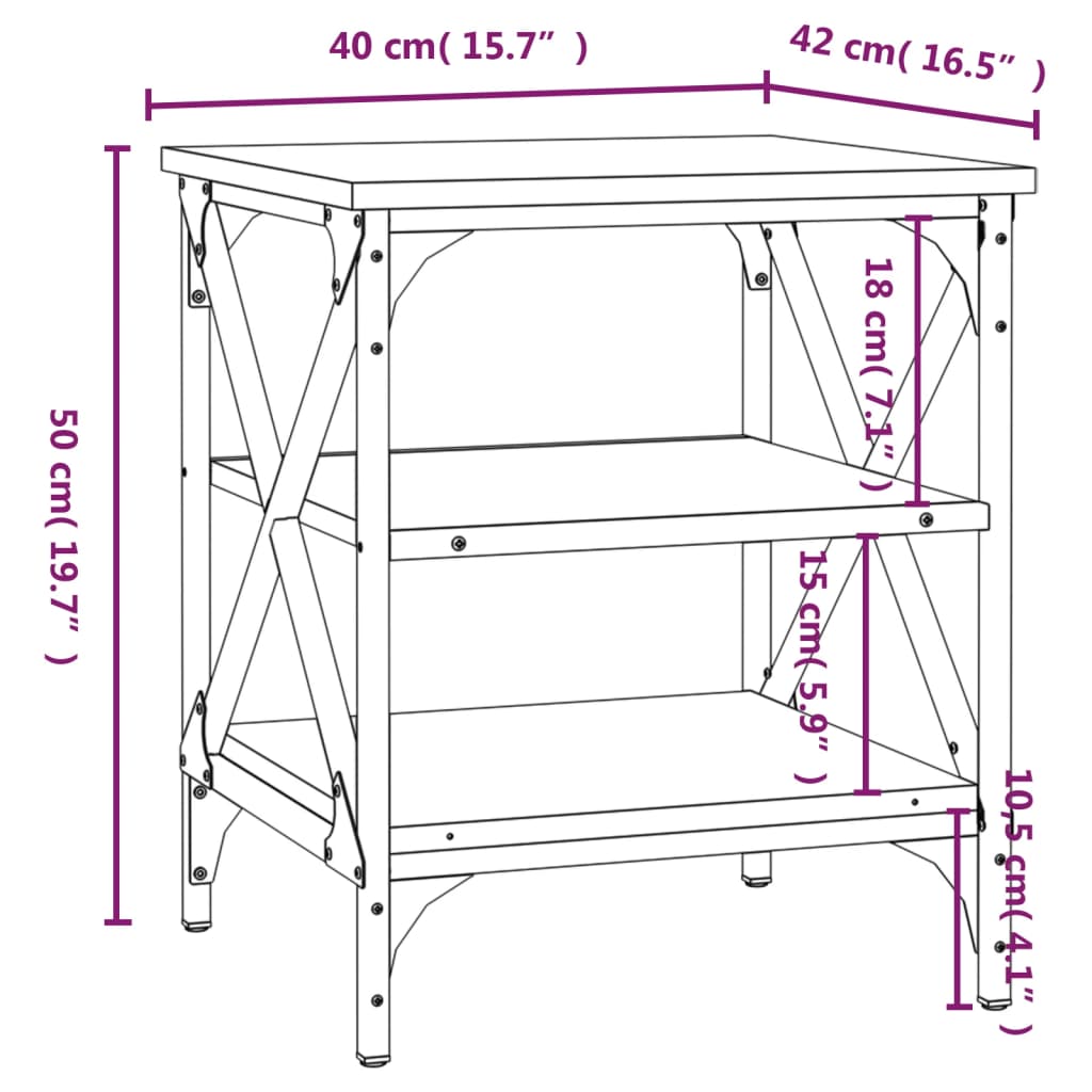 Bijzettafels 2 st 40x42x50 cm bewerkt houtbruinikenkleurig