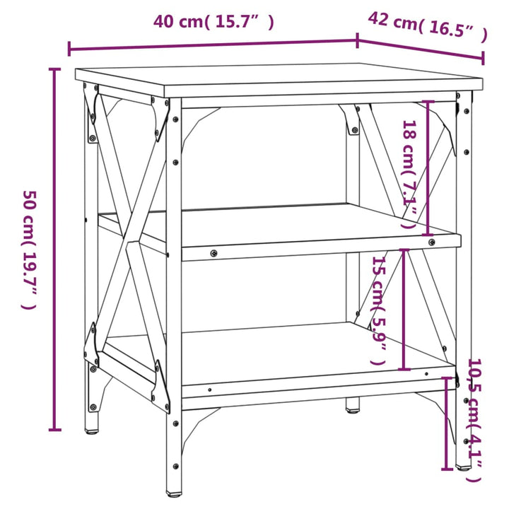 Bijzettafels 2 st 40x42x50 cm bewerkt houtbruinikenkleurig