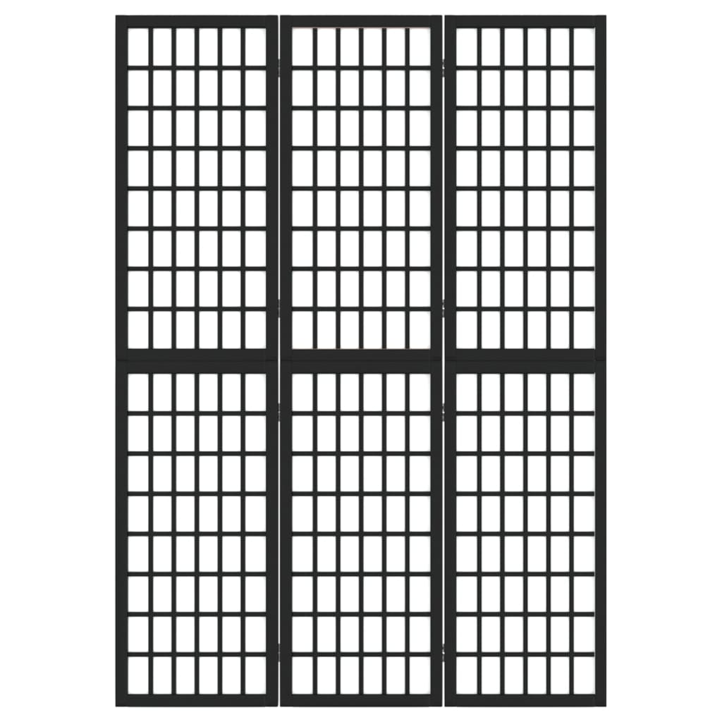 Kamerscherm inklapbaar 3 panelen Japanse stijl 120x170 cm zwart
