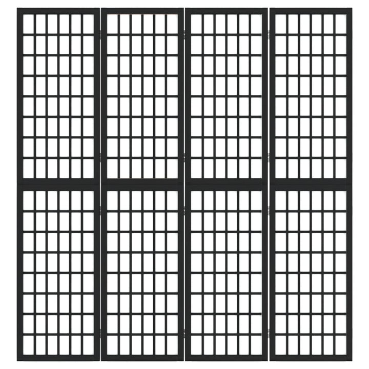 Kamerscherm inklapbaar 4 panelen Japanse stijl 160x170 cm zwart