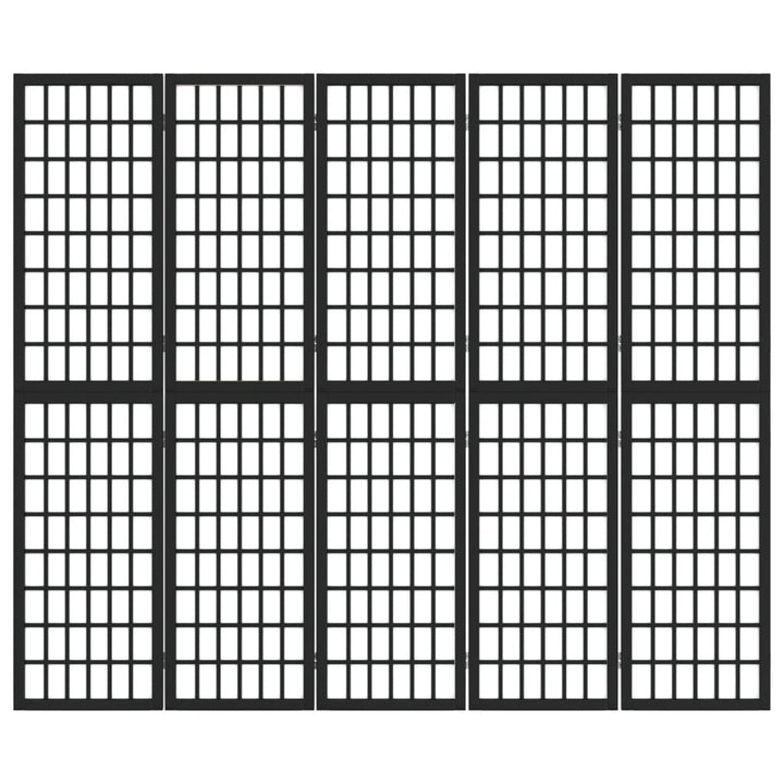 Kamerscherm inklapbaar 5 panelen Japanse stijl 200x170 cm zwart