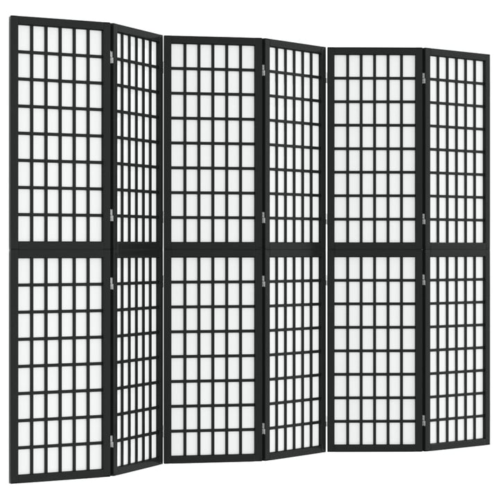 Kamerscherm inklapbaar 6 panelen Japanse stijl 240x170 cm zwart