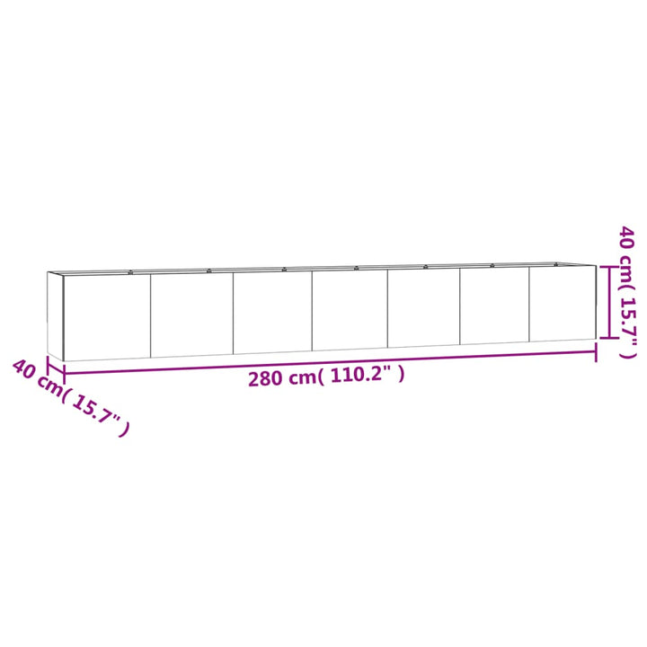 Plantenbak verhoogd 280x40x40 cm cortenstaal