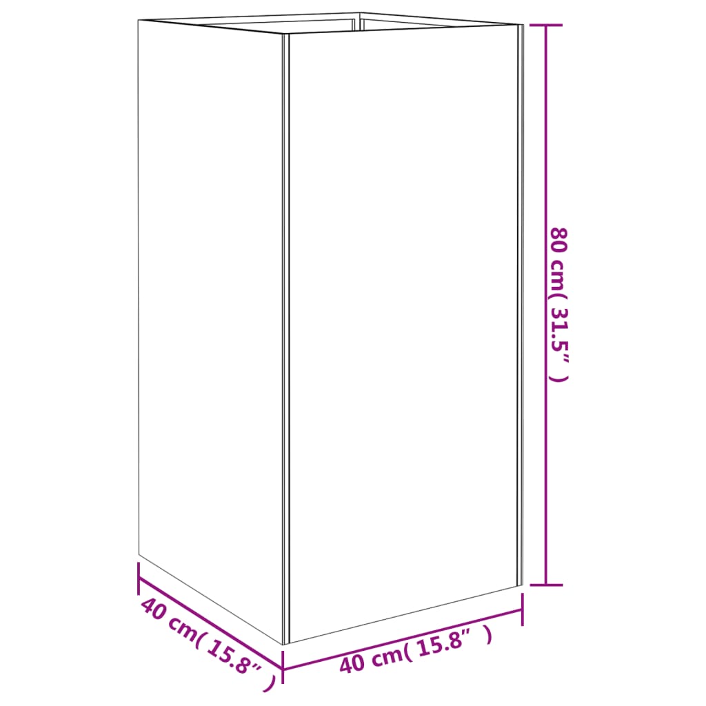 Plantenbak 40x40x80 cm cortenstaal