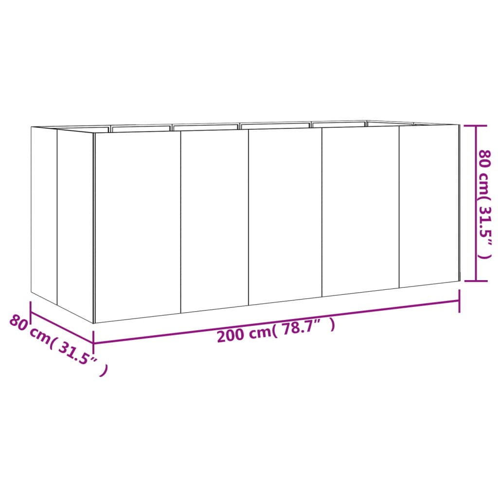 Plantenbak verhoogd 200x80x80 cm cortenstaal