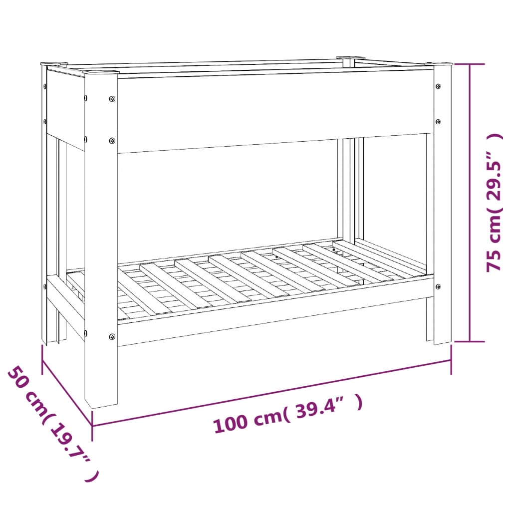 Plantenbak bedacht met schap 100x50x75 cm HKC