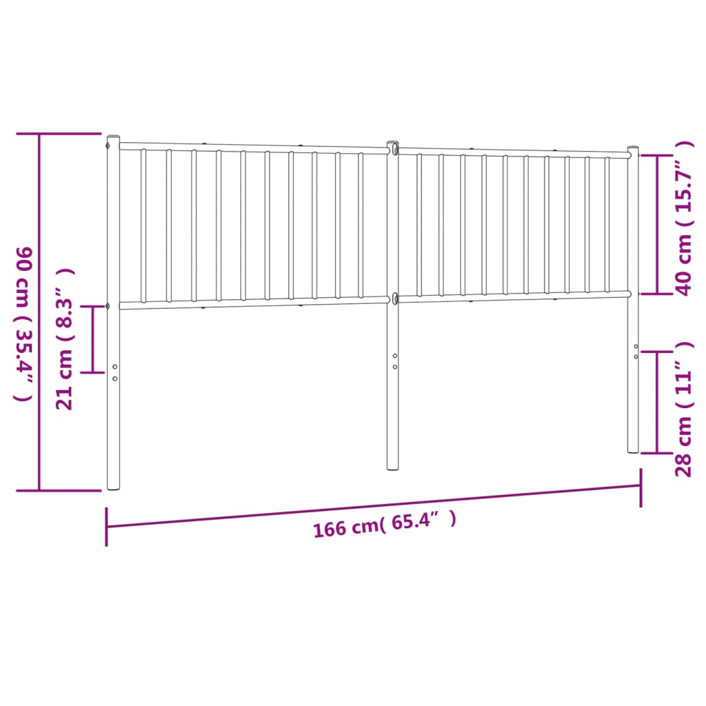 Hoofdbord metaal zwart 160 cm