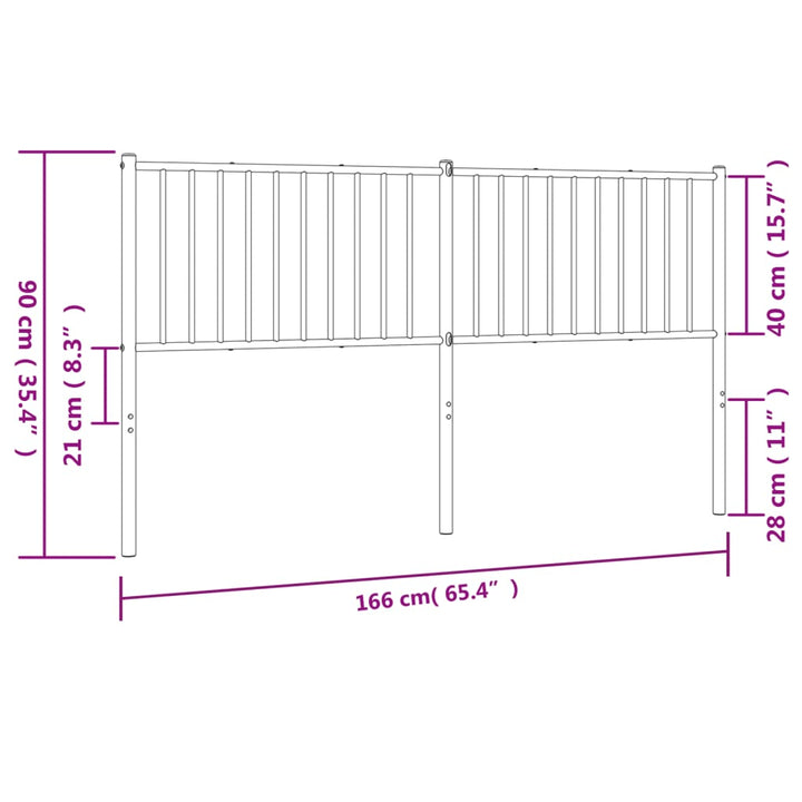 Hoofdbord metaal zwart 160 cm